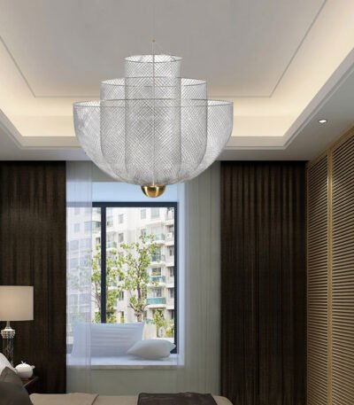 Lustre Grillage Blanc