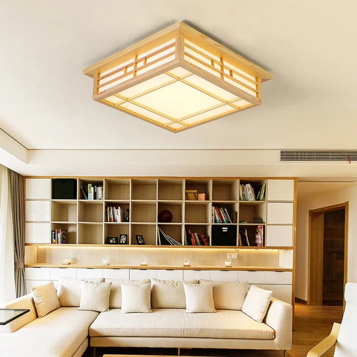 Plafonnier Carré Bois