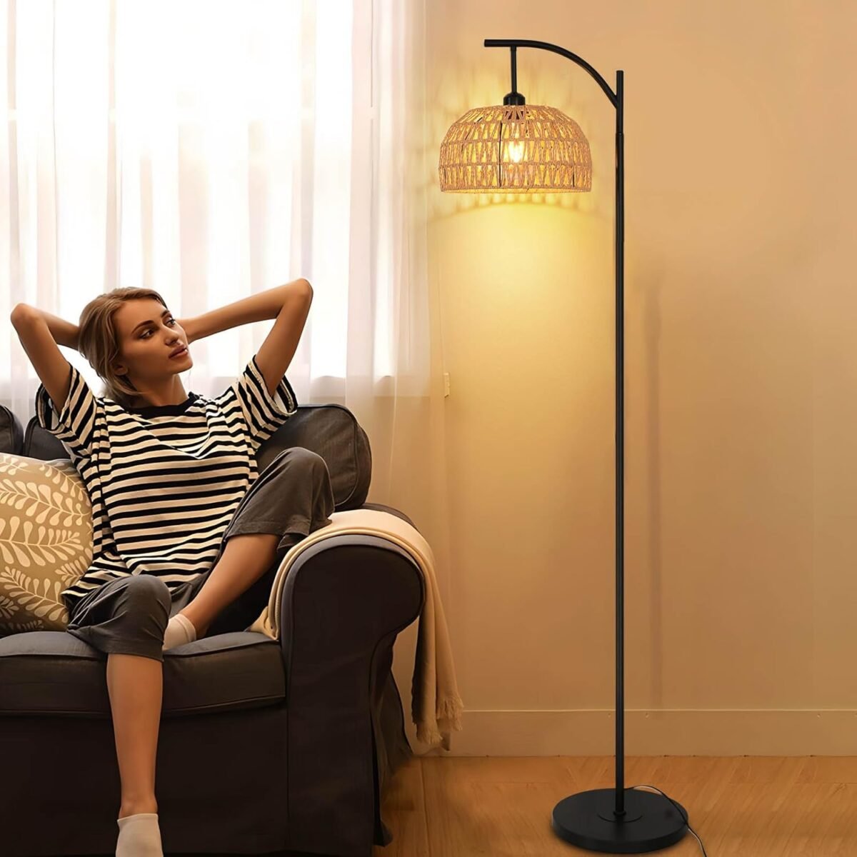 Lampadaire Rotin Sur Pied – Image 2